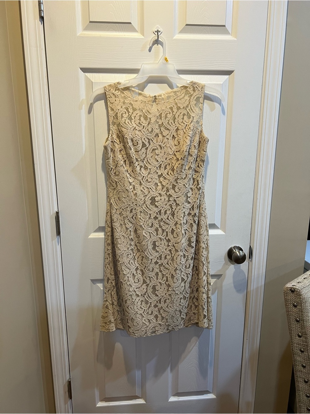 Jasmine Beige Lace Sheath Dress